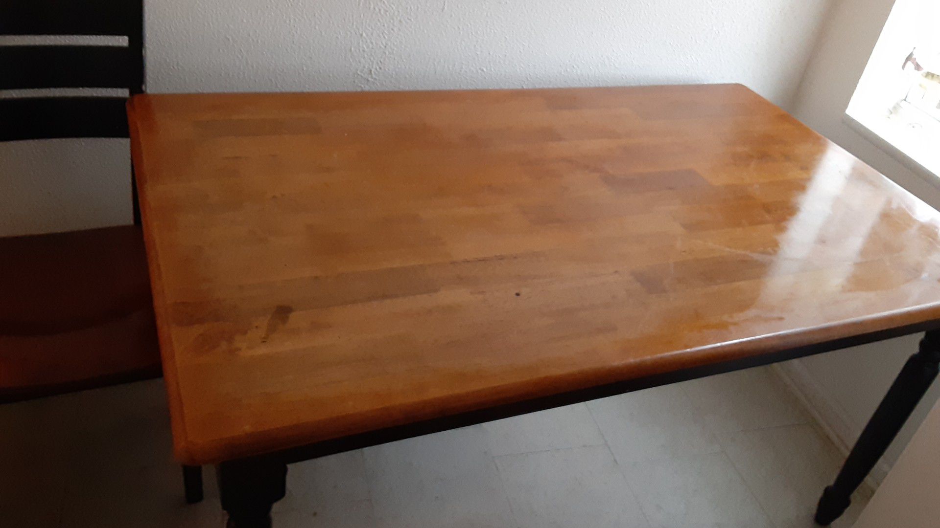 Cherrywood table and 2 chairs and a bench