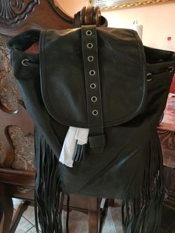 New black leather backpack