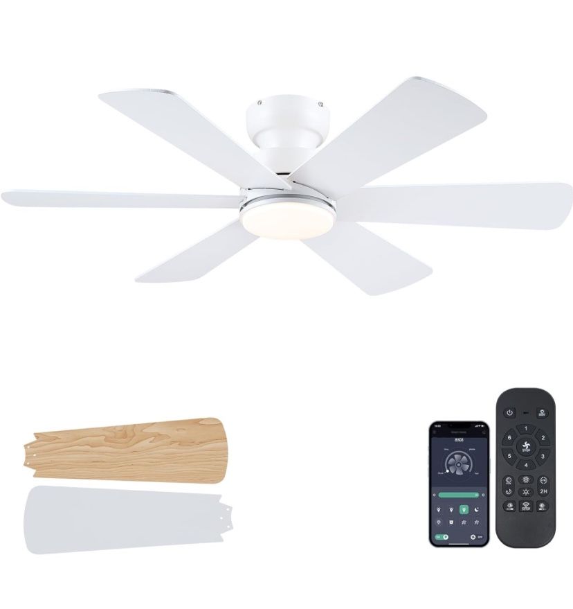 Ceiling Fan with Remote APP, Dual-Sided Modern/Rustic 6 Blades, Reversible, 3CCT,