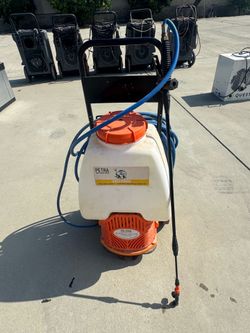 PetraTools HD5000 Battery Powered Sprayer with Custom Fitted Cart and 100 Foot Commercial Hose, 3 Hoses Included, Commercial Quality Heavy Duty Cart S
