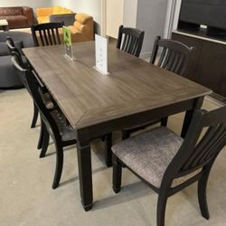 Tyler Creek Black/Gray Dining Table with 6 Chairs