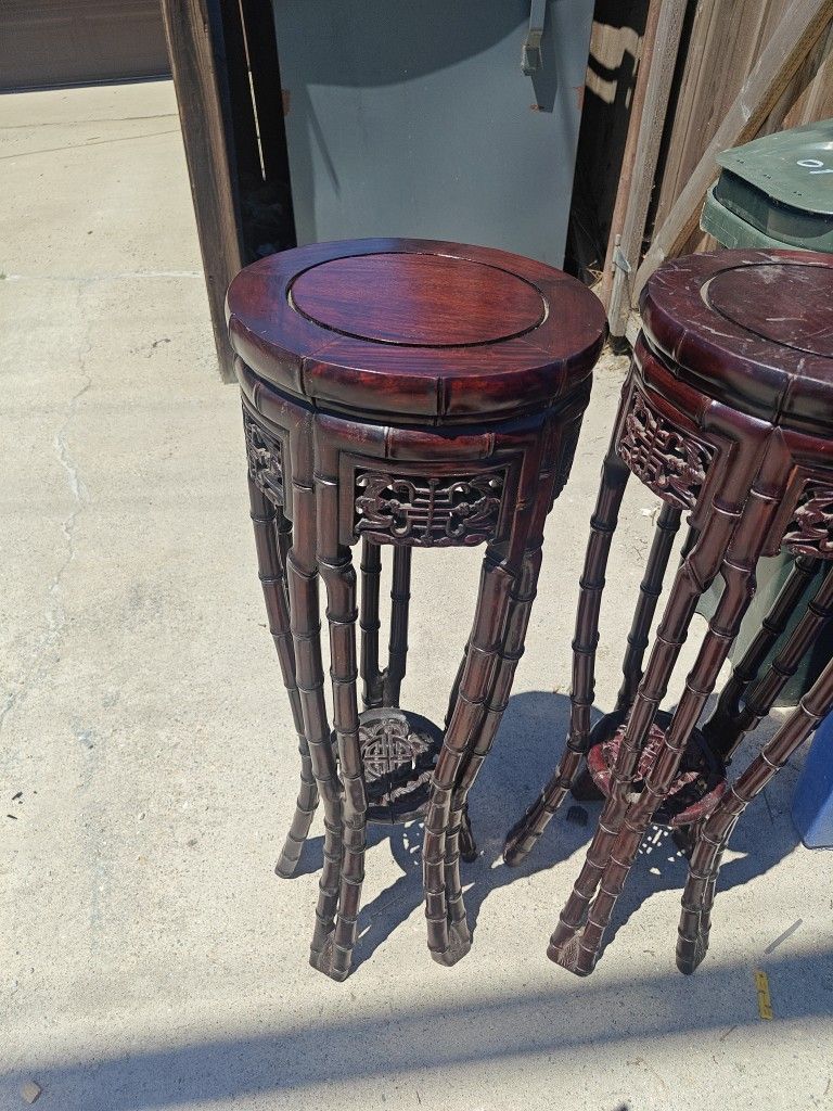 Two Dragon Design Wood End Tables