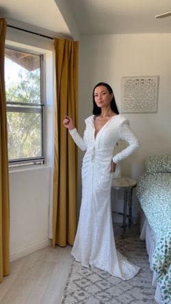 Elegant White Sequin Formal Gown – Worn Once – Like New