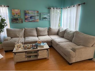 L Shaped Biege Sectional
