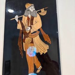 Persian Moarragh Wood Inlay Art - Dervish Figure