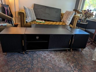 74-inch TV stand Dark Brown Wood with 2-legged Cabinets