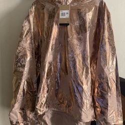 Nike Metallic Foil rose gold Pink half zip pullover Jacket running lightweight 