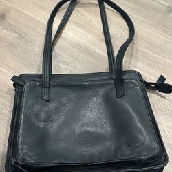 Tignello Black Pebbles Leather Shoulder Bag Tote Vintage