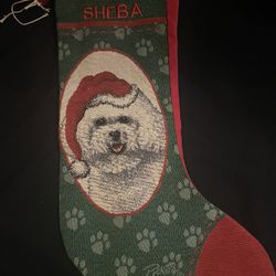 SHEBA - named Dog Christmas stocking- used- LOTD