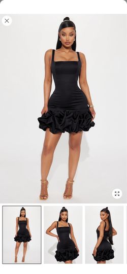Fashion Nova Black Ruffled Hem Mini Dress