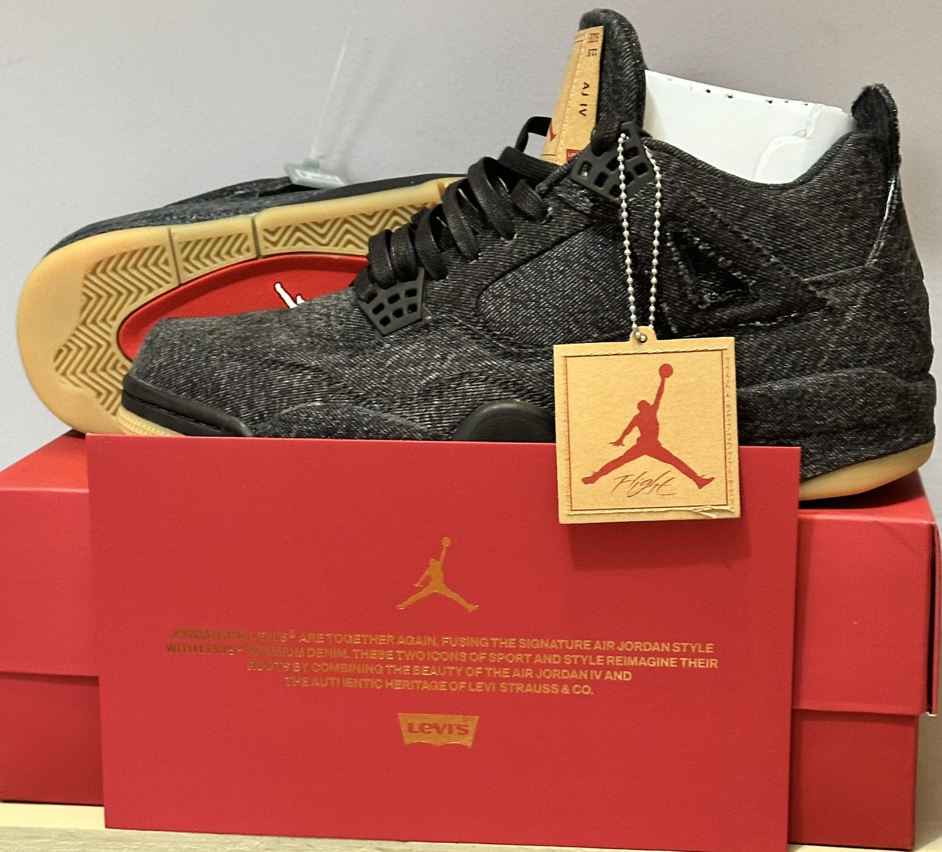 Levi’s X Jordan 4 Retro (Blank Tag) “black Denim” 