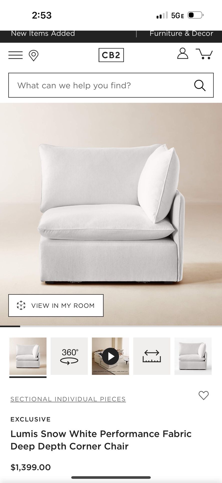 Two corners Cb2 Couches