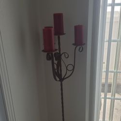 61" Wrought Iron Candle Holder w/Candles