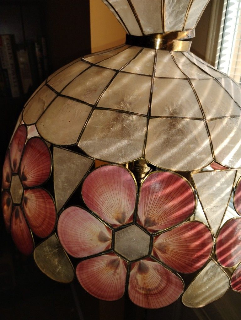 Vintage Capiz Shell Floral Hanging Pendant Shade