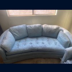 Authentic Vintage Blue Couches 