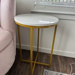 Round Side Table With Gold Legs
