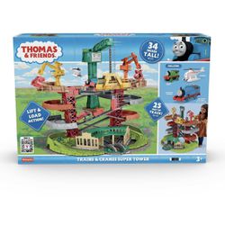 NIB Thomas & Friends Trains & Cranes Super Tower Playset With Thomas, Percy & Ha