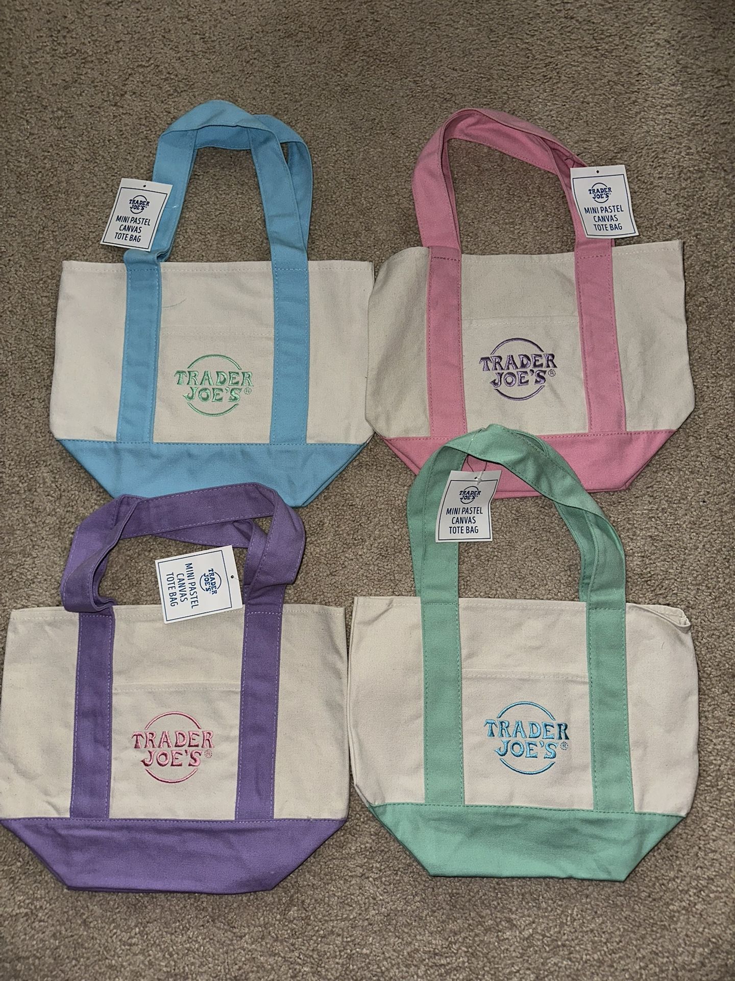 Trader Joe’s Mini Pastel Canvas Tote Bag Brand New With Tags Limited