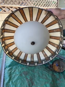 Vintage stained glass hanging lamp