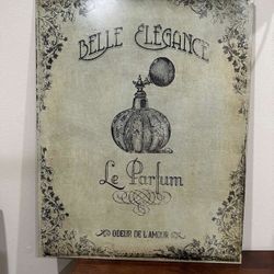 Vintage French Perfume Metal Wall Art – 20”x16” Belle Élégance