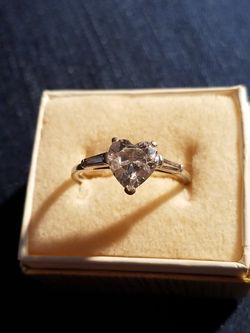 CZ sterling heart ring