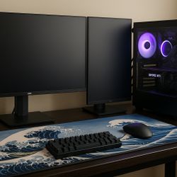 High-End Gaming PC Setup – RTX 4070 Super / 7800X3D / Dual 27” Monitors 