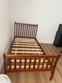 Wooden Twin Bed Frame (memory foam mattress included)
