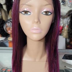 Dahlia#TT1B/Sangria, Synthetic Lace Front & Heat Safe Wig.