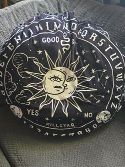 KILLSTAR Spiritus Floor Cushion Pillow Used condition has some fur on edge poms & could use a quick wash but good condition HUGE Pillow Ouija Spooky W