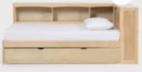 Kory Natural Twin Wood w/ Bookcase Bed