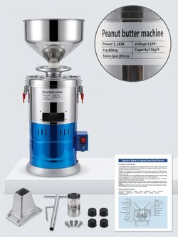 New Commercial Electric Peanut Butter Maker & Sesame Grinder 1100W 15kg/h