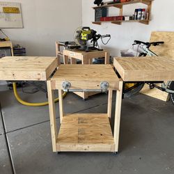Miter saw bench with foldable sides