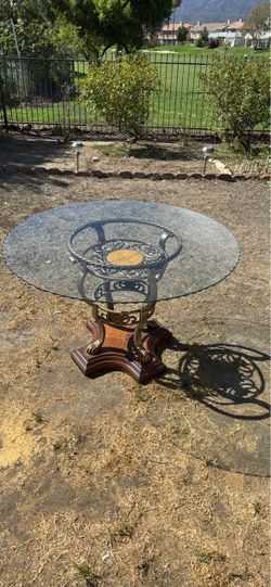 Round Glass Top Dining Table Ornate Base