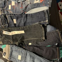 Boys Size 12-18),(18-24, months1,1/2-2)..2-3 boys Jeans & sweatpants $3, $4, $5, $7,$8ea)also 👉🏽Size 6c shoes on another page.. Jordan's, 👇🏽👇🏽