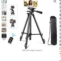 Eicaus 50'' Cell Phone Tripod, Travel Camera Tripod with Carry Bag & Remote, for iPhone Compatible Android, Sport Camera, Perfect Live Streaming/Vlogg