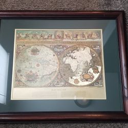 Vintage Framed Gold Foil Blaeu Wall Map