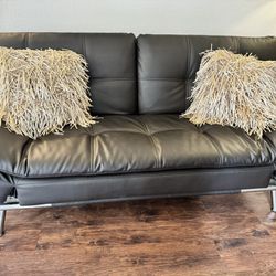 Brown leather couch / Futon