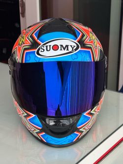 Suomy SR Sport Carbon Biaggi Helmet w/Iridiumn Blue Shield