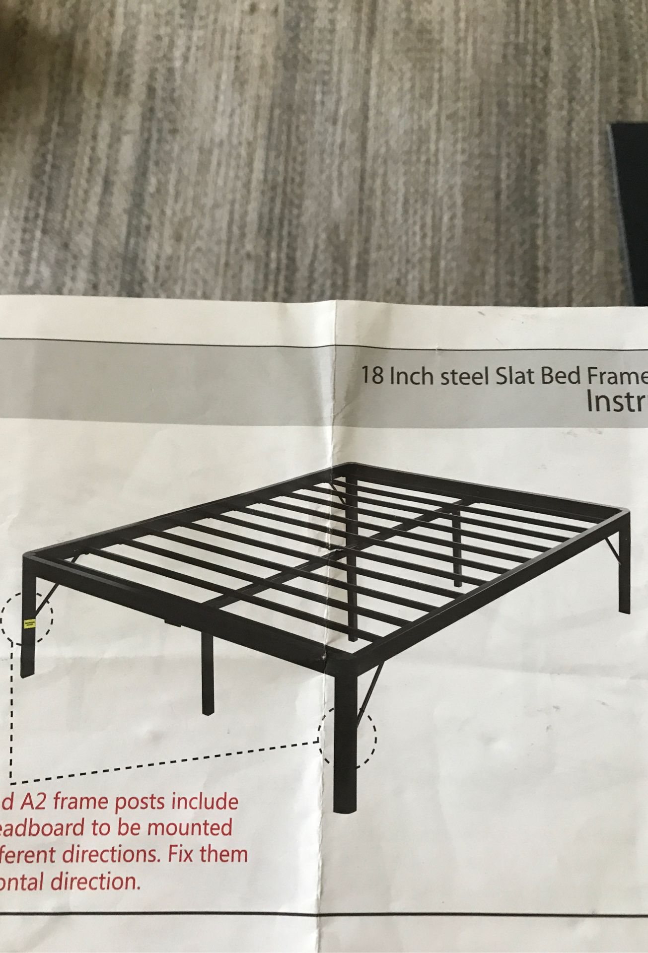 King Size Bed Metal Frame 18” High Modern Platform Style