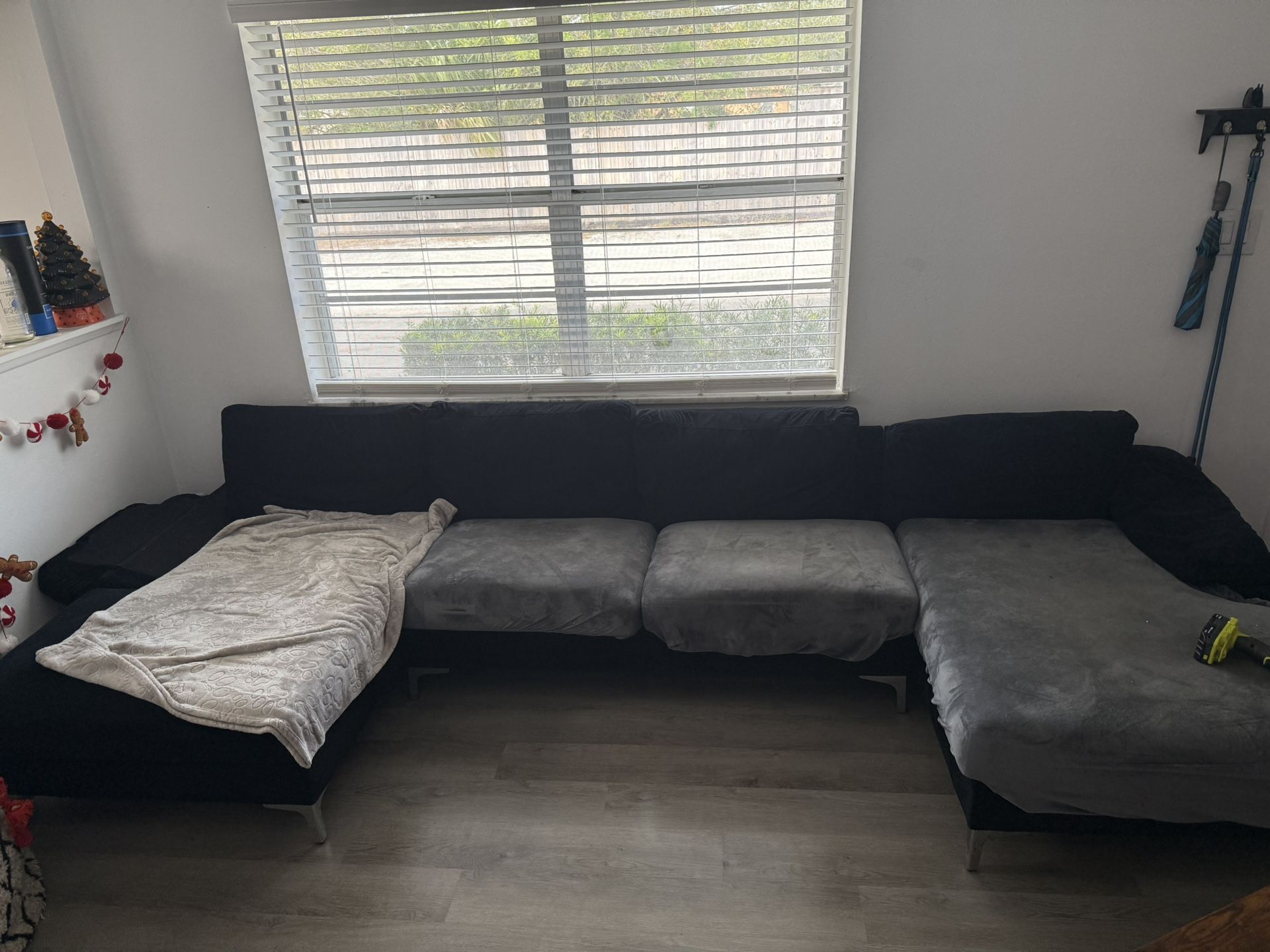 Black double L Couch