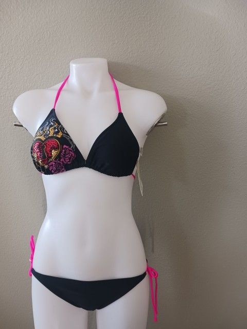 Split 2 Piece Bikini Black And Various Colors Size M NWT