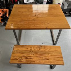 Solid Wood Kitchen Table With Matching Bench. 52x40 