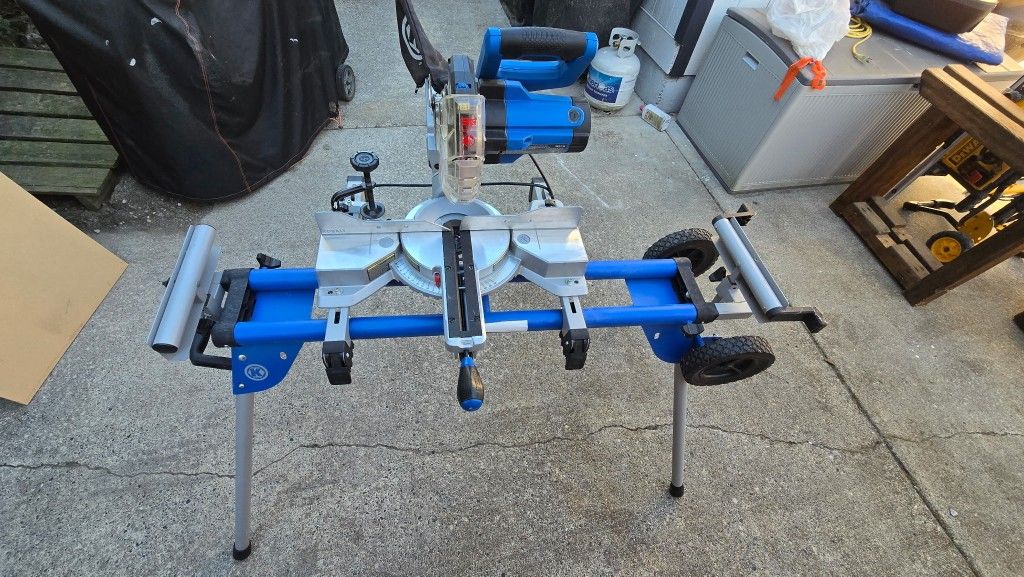 Sliding Compund Miter Saw 7.25" on Adjustable Rolling Saw Stand