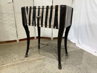 Zebra Print Accent Table with Drawer & Hoof Feet