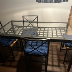 Glass Table + 4 Chairs (like New) 