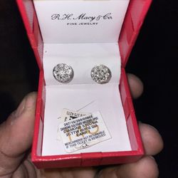 2ct Diamonds Cluster Earrings 14k White Gold 