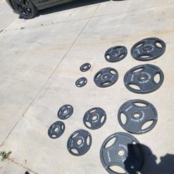 Lots Of Olympic Weights Available. 45s, 35s, 25s, 10s, 5s, 7 Ft Olympic Bar, And 30 And 40 Lb Dumbbells