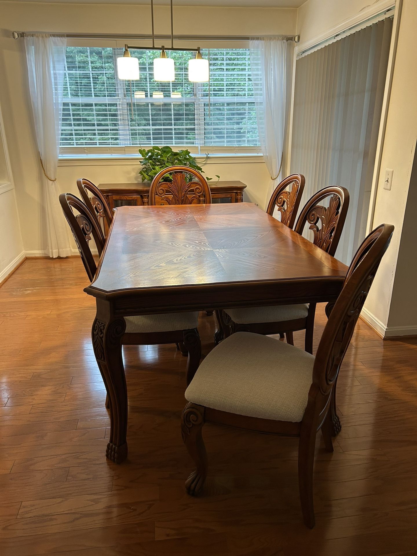 Dining Table Set 6 Chairs (Wood Brown)