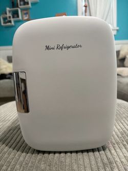 White Mini Refrigerator with Chrome Handle