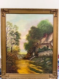 Countryside Landscape Oil Painting – 20” x 24” – Antique Gold Frame monet van gogh picasso era